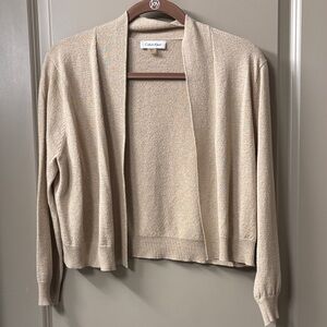 Calvin Klein Women's Beige/Gold Shimmery Cardigan